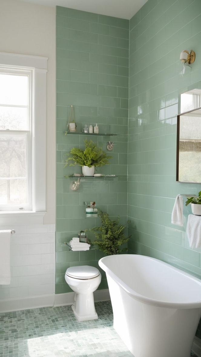 green glass subway tile, green ceramic subway tile, green subway tile shower, green subway tile backsplash, green beveled subway tile