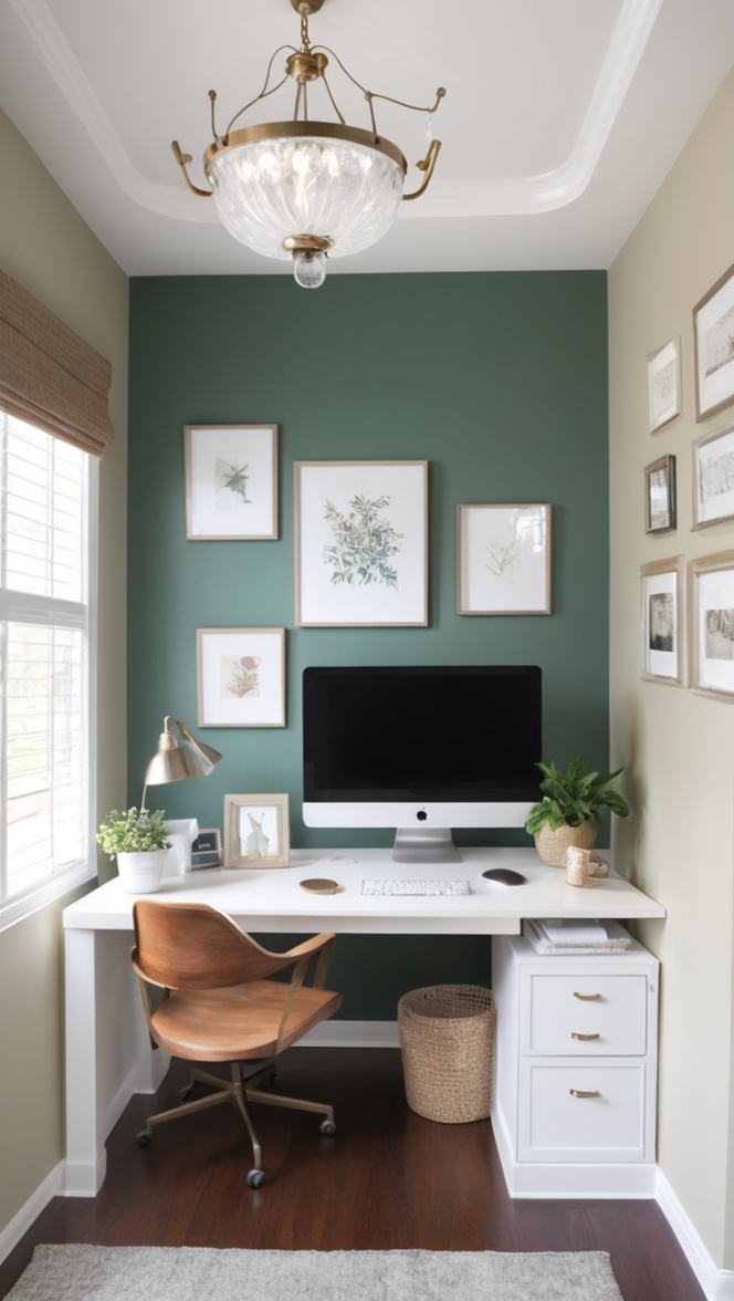 home office design, couple desk setup, dual workstation setup, home office organization, shared office space