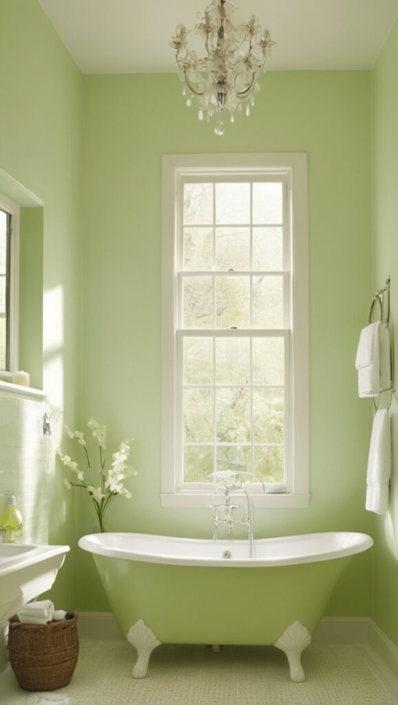 light green tile, light green paint, light green decor, light green accessories, light green bathroom ideas