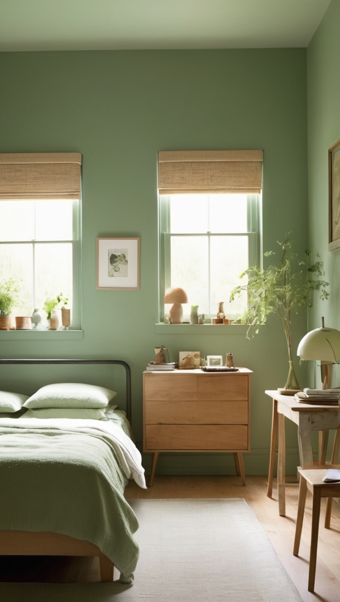 green bedroom decor,  bedroom design ideas, interior design inspiration, home decor trends, stylish bedroom makeover 