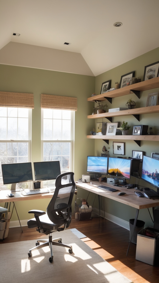 dual monitor setup, home office setup, productivity increase, work from home, desk organization 