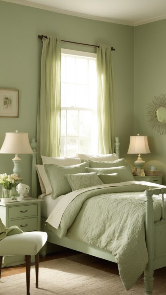 sage green paint, sage green decor, sage green bedding, sage green walls, sage green furniture