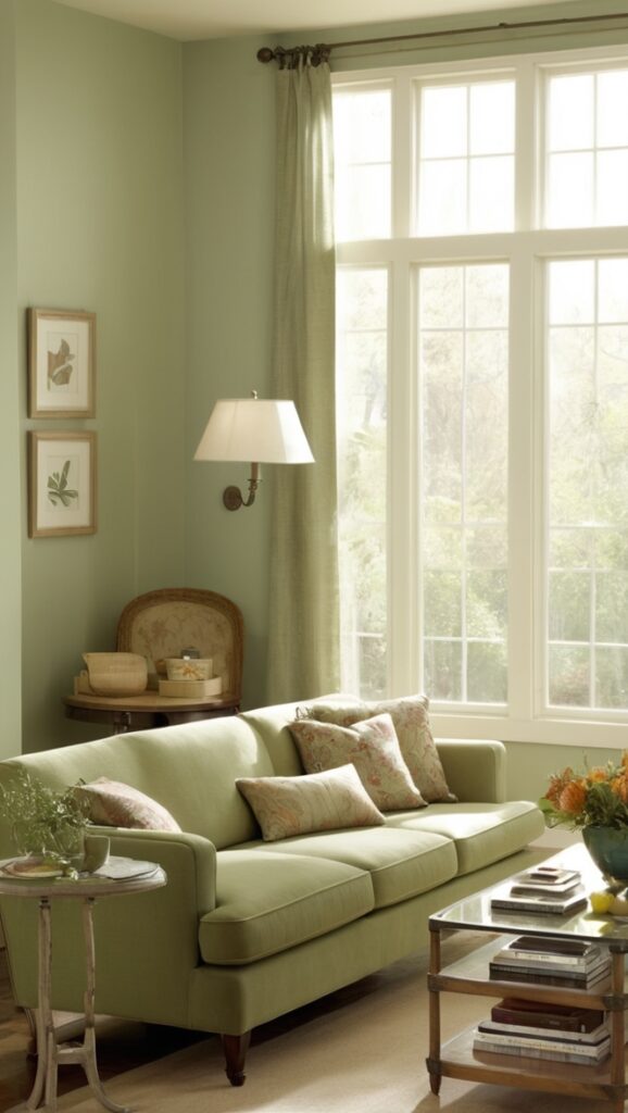 sage green sofa, green velvet couch, living room decor, interior design, home furnishings