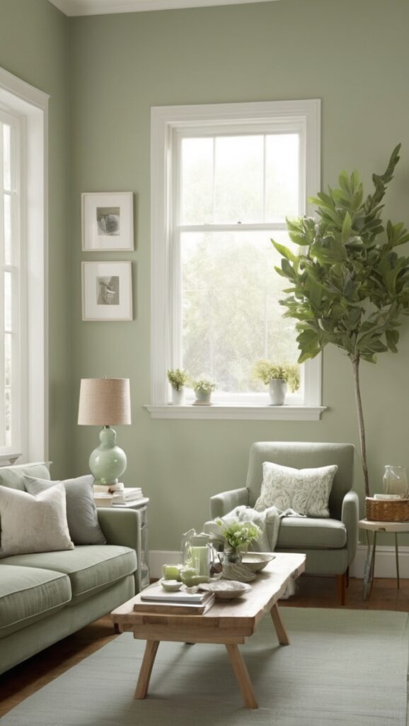 sage green sofa, grey living room decor, cozy sage green living room, elegant grey living room, modern sage green furniture