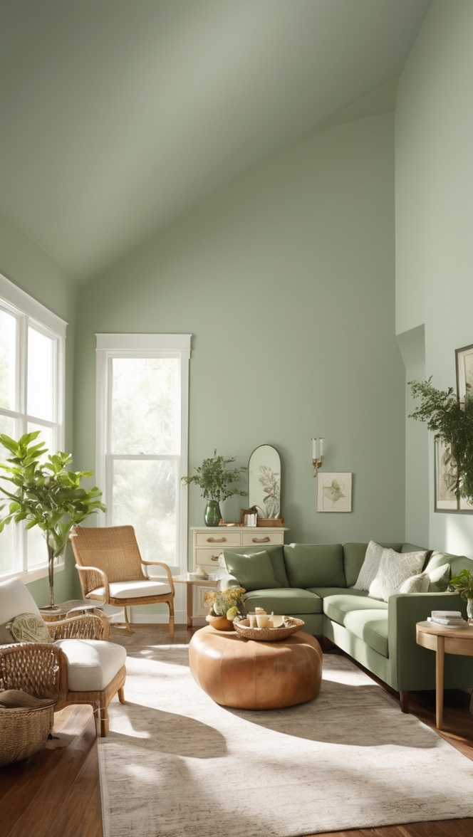 sage green curtains, sage green sofa, sage green rug, sage green paint, sage green furniture