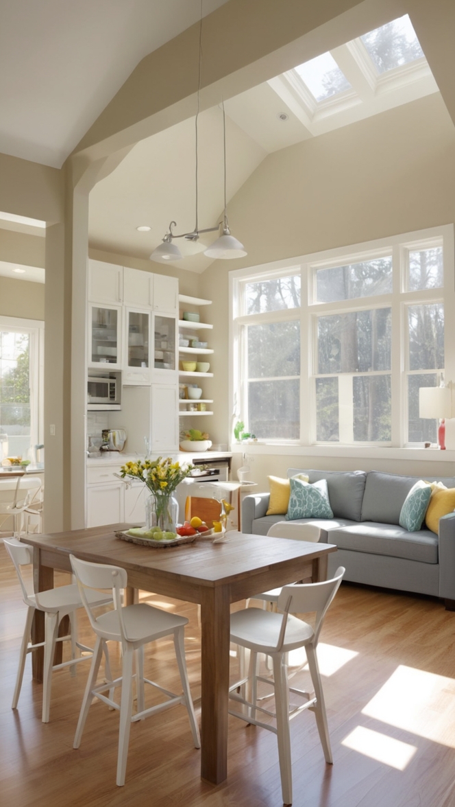 open kitchen design, kitchen living room layout, small kitchen renovation, cathedral ceiling living room, modern kitchen ideas 