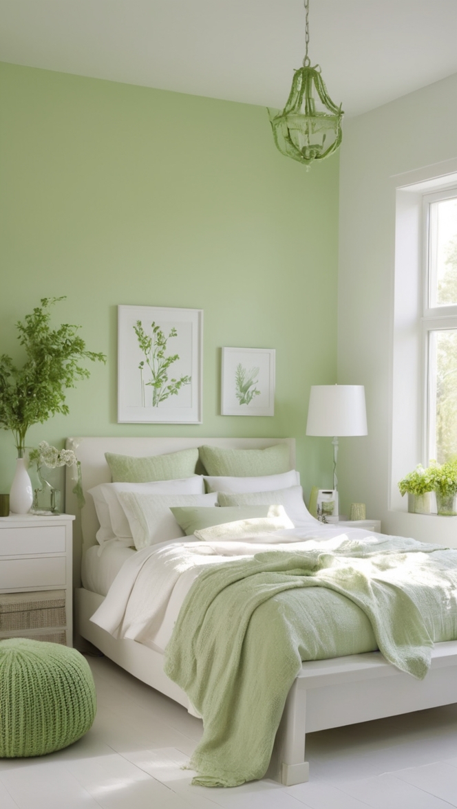 green and white bedroom, modern green and white bedroom, elegant white and green bedroom, luxurious white and green bedroom, chic green and white bedroom 