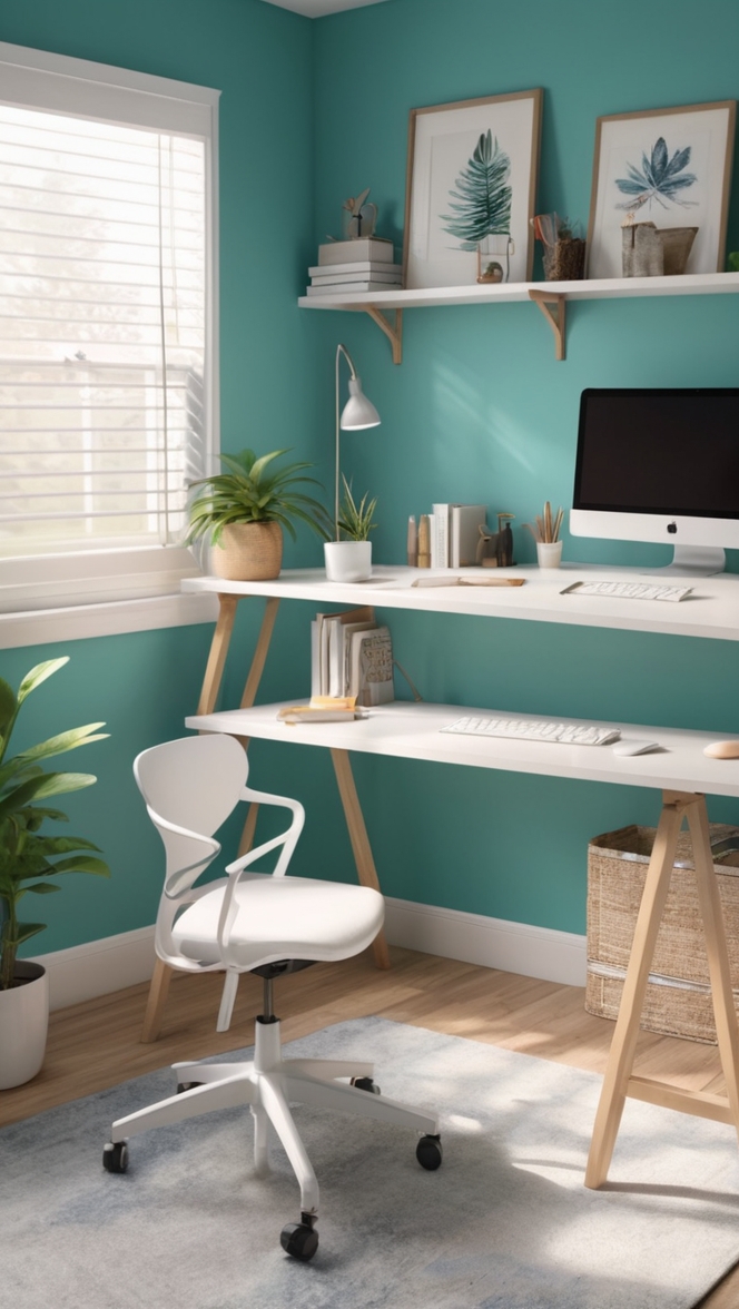 work from home setup, home office organization, telecommuting workspace, remote work environment, at-home office design