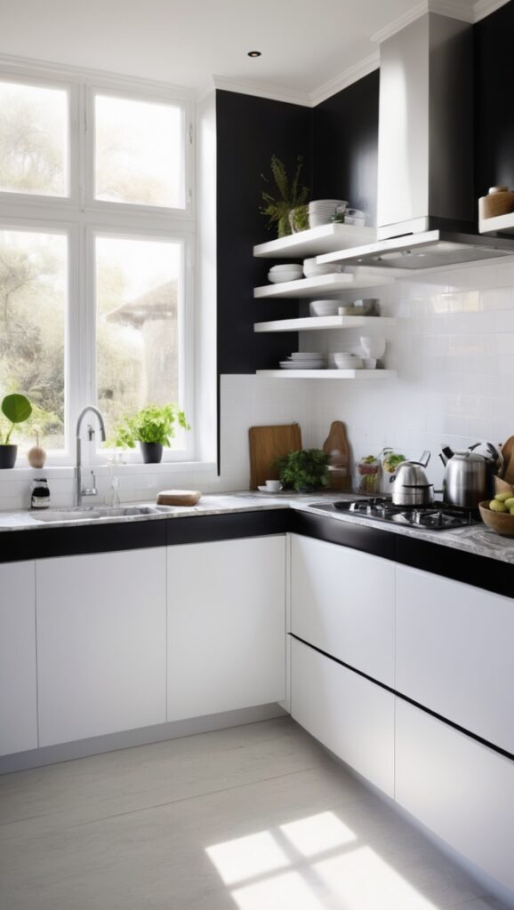 black and white kitchen design, black and white kitchen ideas, modern black and white kitchen, black and white kitchen decor, black and white kitchen cabinets