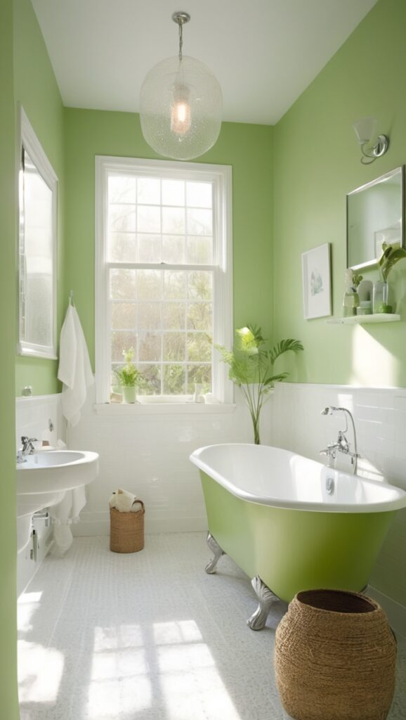 bathroom renovation, green tiles, white sink, modern bathroom design, luxury bathroom, spa-like bathroom