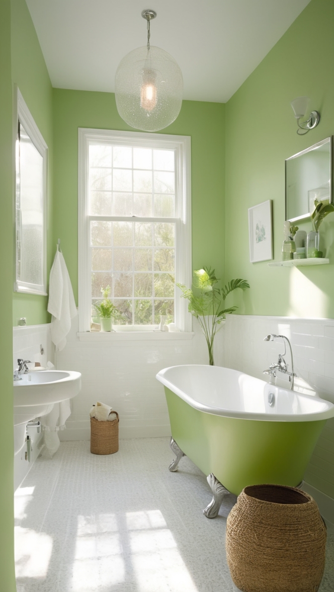 bathroom renovation, green tiles, white sink, modern bathroom design, luxury bathroom, spa-like bathroom 