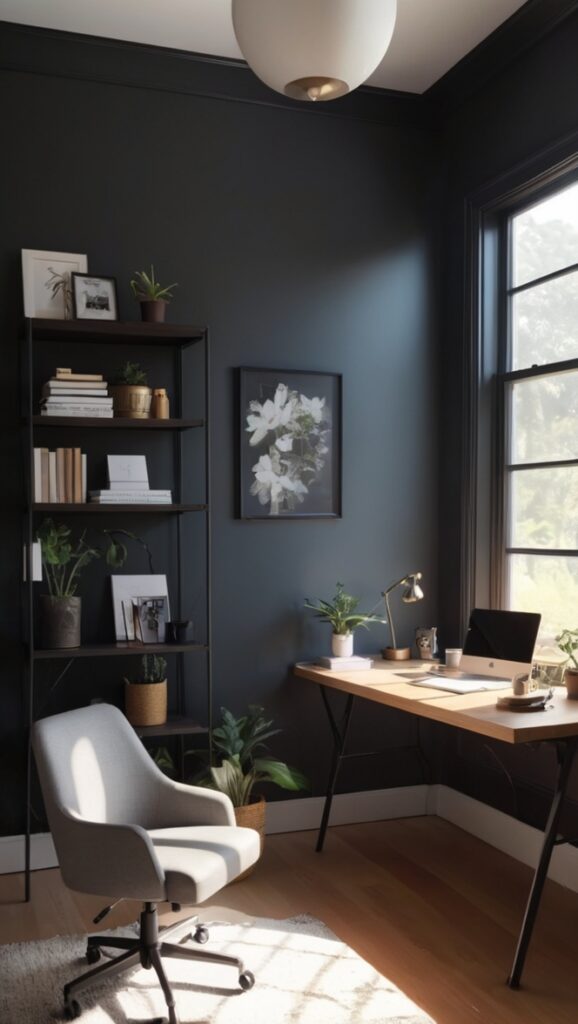 home office decor, modern home office, chic office interior, minimalist home office, stylish home workspace