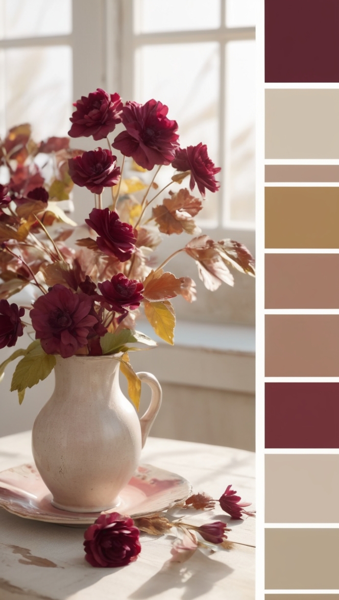 color hex code, maroon shade, warm burgundy, deep cherry, rich crimson