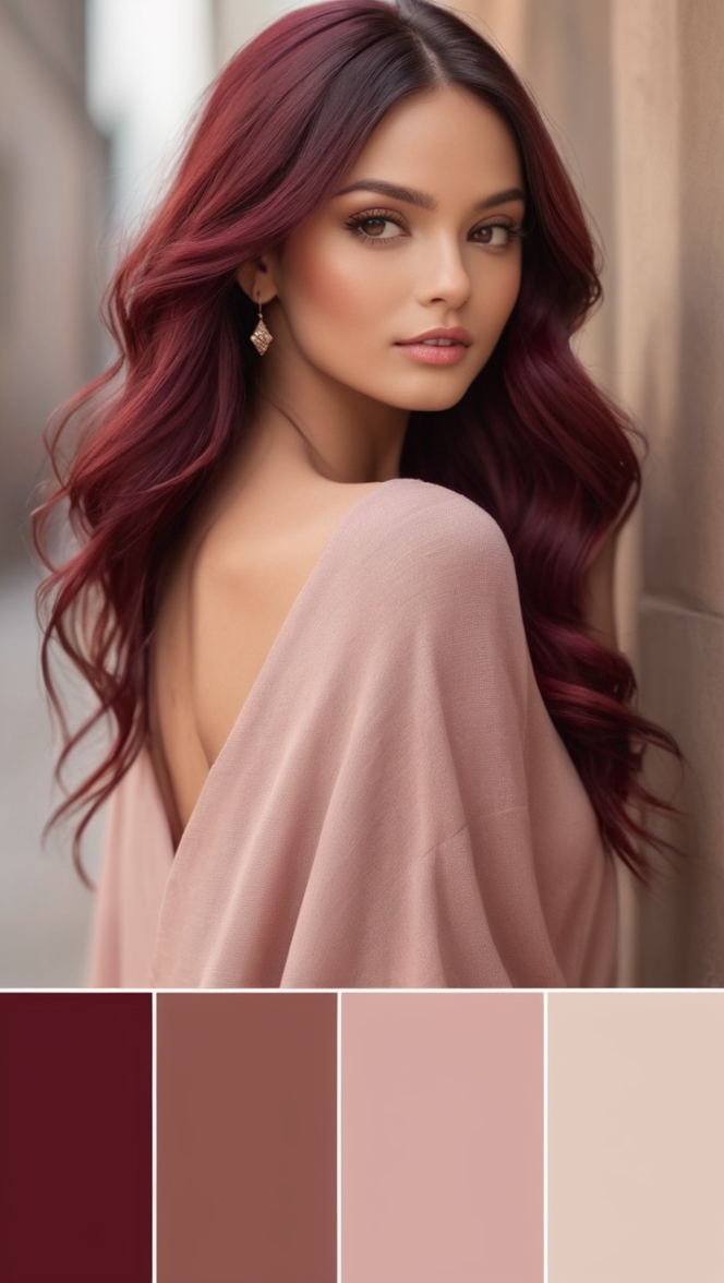 color hex code, maroon shade, warm burgundy, deep cherry, rich crimson 