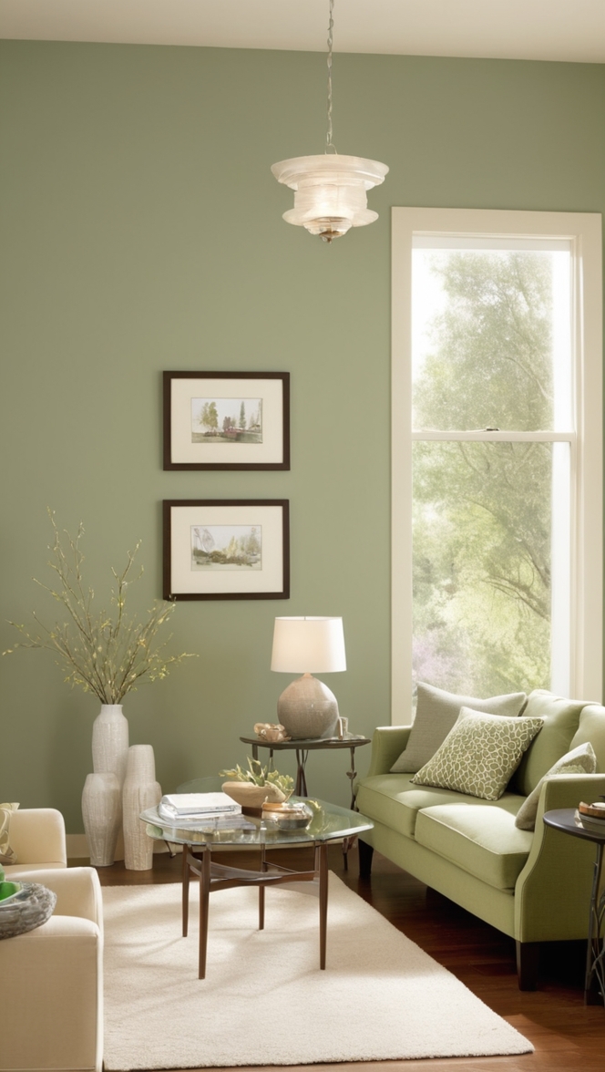 sage green paint, paint colors for living room, accent wall ideas, wall painting designs, green home decor