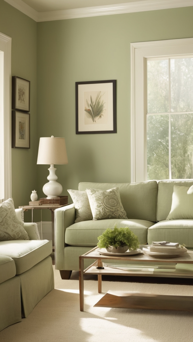 sage green paint, sage green decor, green living room ideas, sage green curtains, sage green furniture