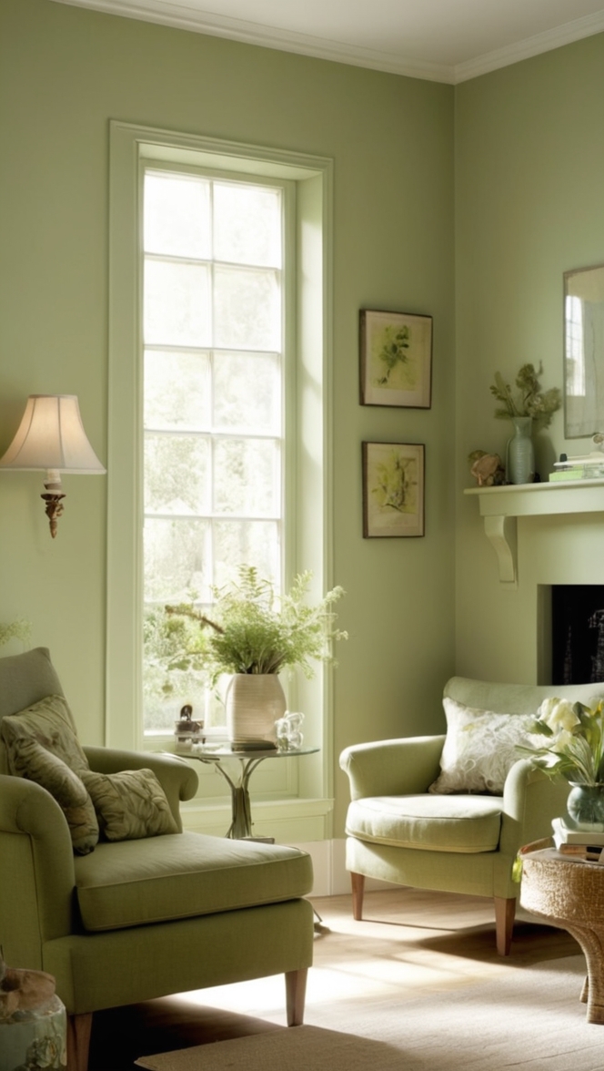 sage green paint, sage green decor, green living room ideas, sage green curtains, sage green furniture 