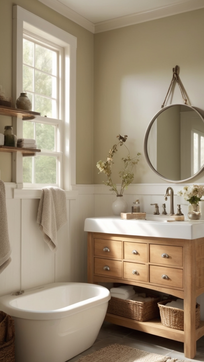 rustic bathroom decor, small bathroom design, farmhouse bathroom ideas, cozy bathroom design, modern rustic bathroom