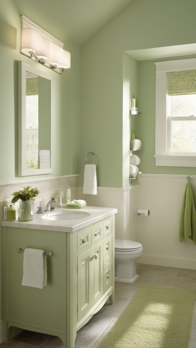 small bathroom renovation, spa bathroom design, modern small bathroom, green bathroom decor, luxury bathroom ideas