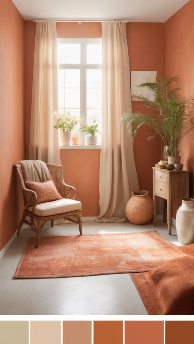 terracotta paint, terracotta color scheme, terracotta wall color, terracotta home decor, terracotta color combination